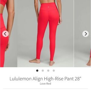 Lululemon Athletica Align Pant 28” Love Red NWT